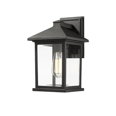 Z-Lite Portland 1 Light Outdoor Wall Light, Black & Clear Beveled 531M-BK